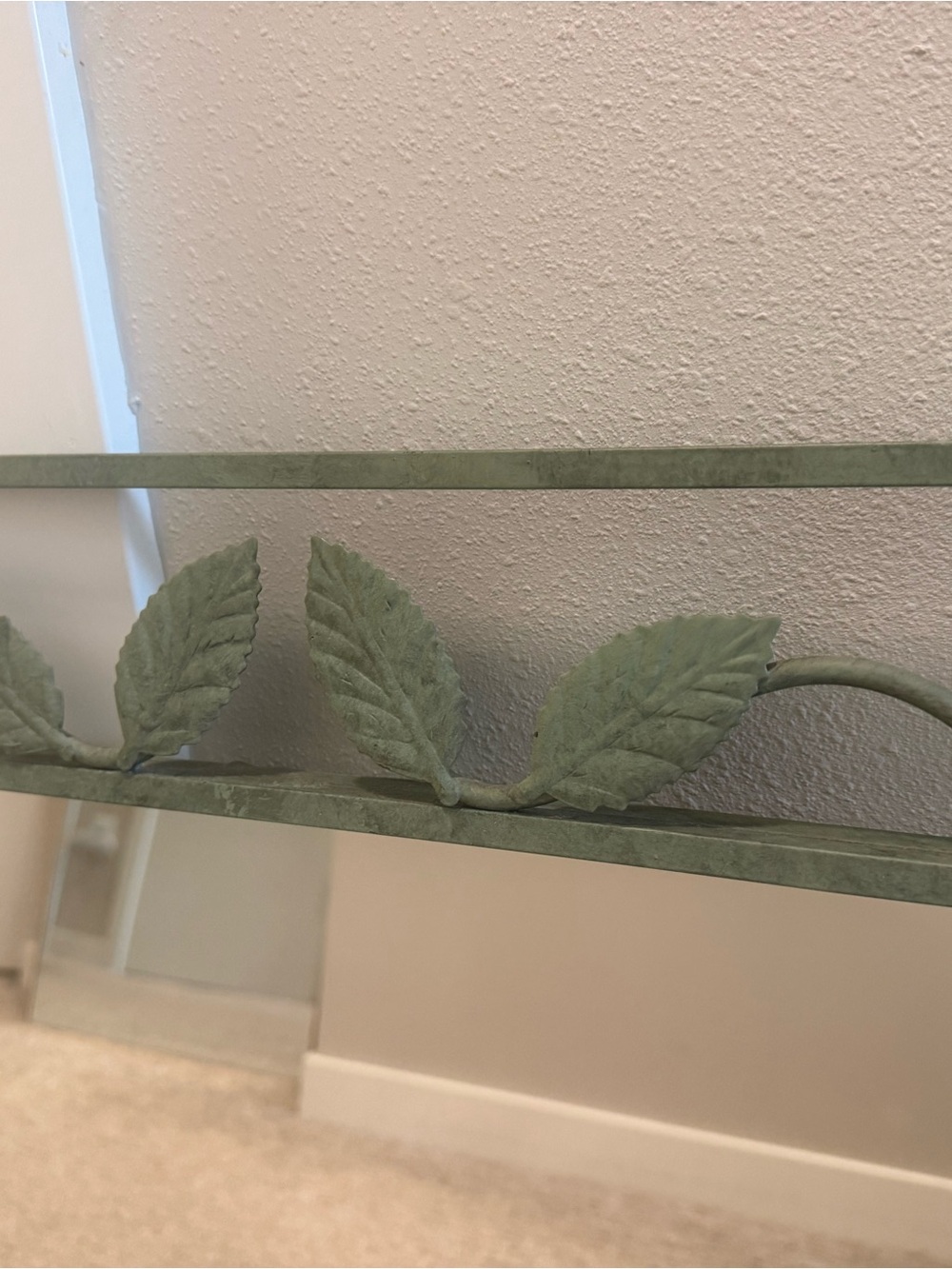 GTC International Verdigris Leaf Wall Mirror Botanical Green Metal Cottage Decor - Picture 3 of 7